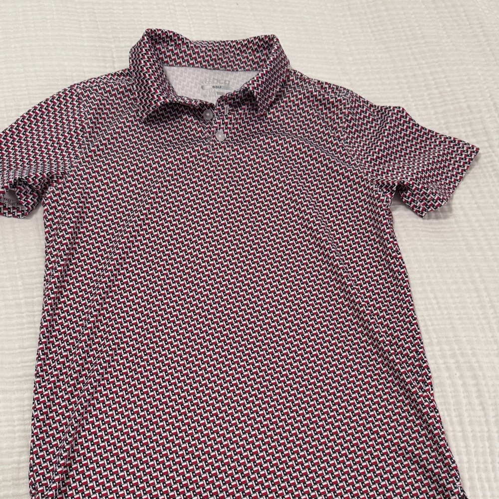 Boys BCG Texas Flag Pattern Polo Shirt - Red, White, and Blue Size M (10/12)